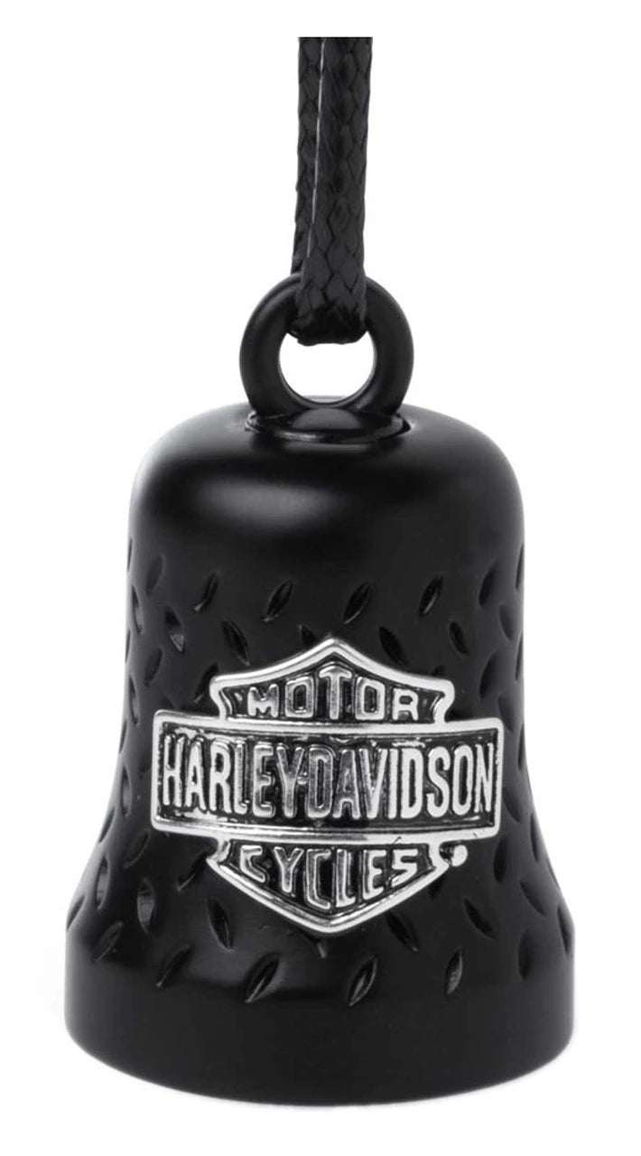Harley-Davidson® HD Engraved Silver Willie G Skull Logo Ride Bell With Tie, Black