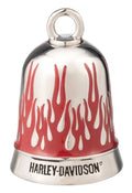 Harley-Davidson® H-D Script Logo With Red Flames Ride Bell With Tie, Silver