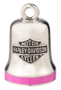 Harley-Davidson® Engraved Bar & Shield Logo Ride Bell With Pink Boarder, Silver