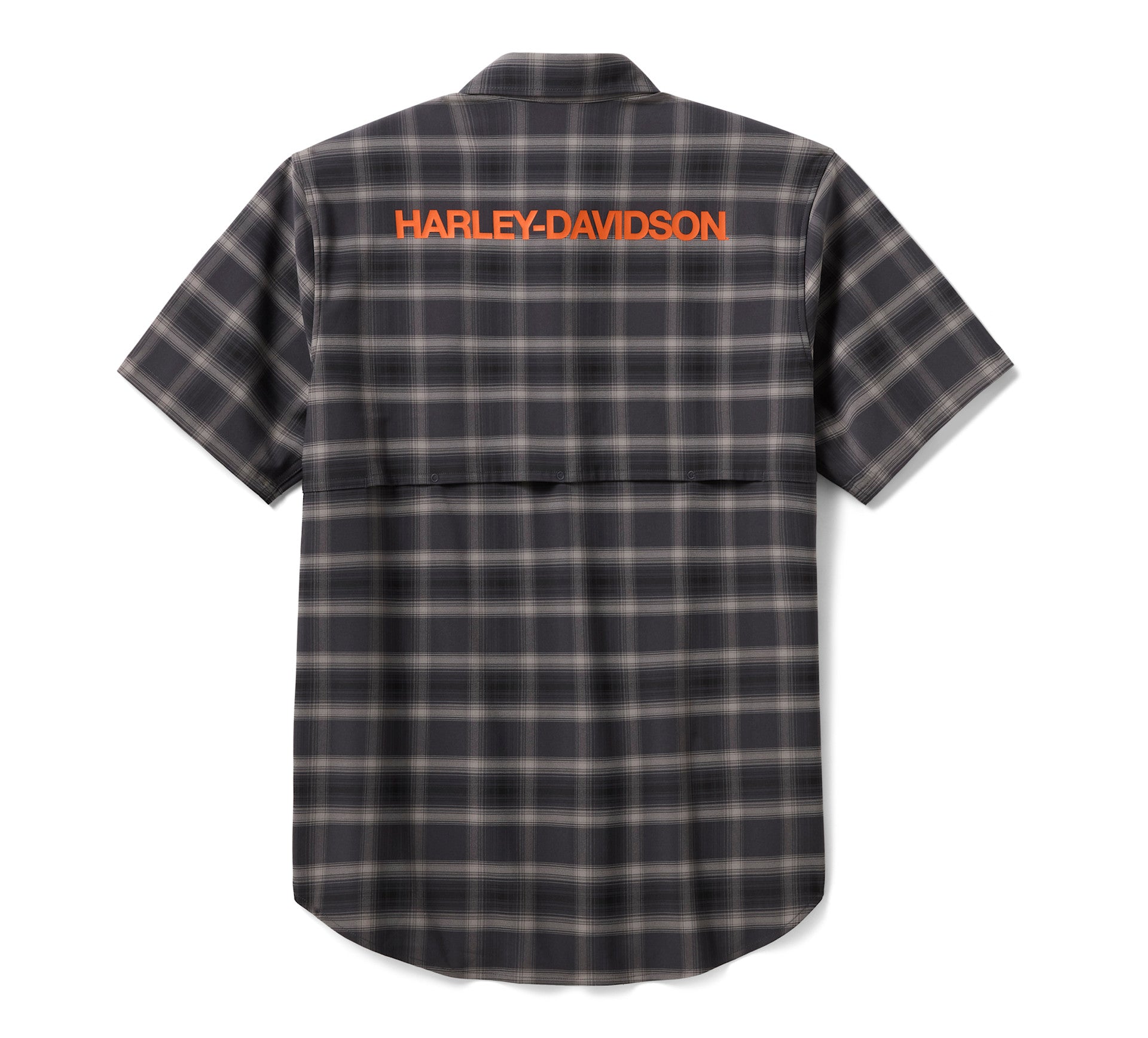 Men's H-D TECH Vented Stretch Comfort Shirt - Plaid - Asphalt & Harley Black