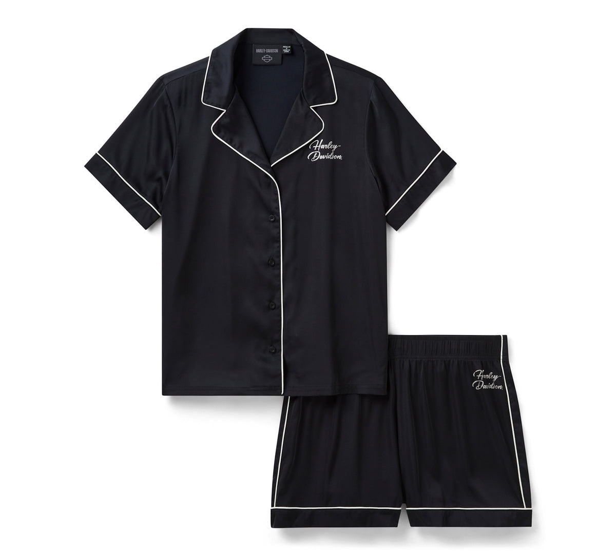 Women's Satin Short Set - Harley Black