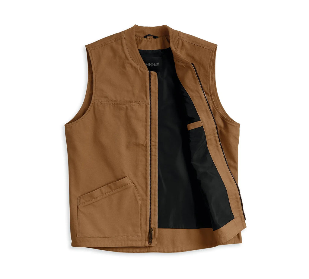 Harley-Davidson Mens Scenic Adventure Canvas Vest - Brown