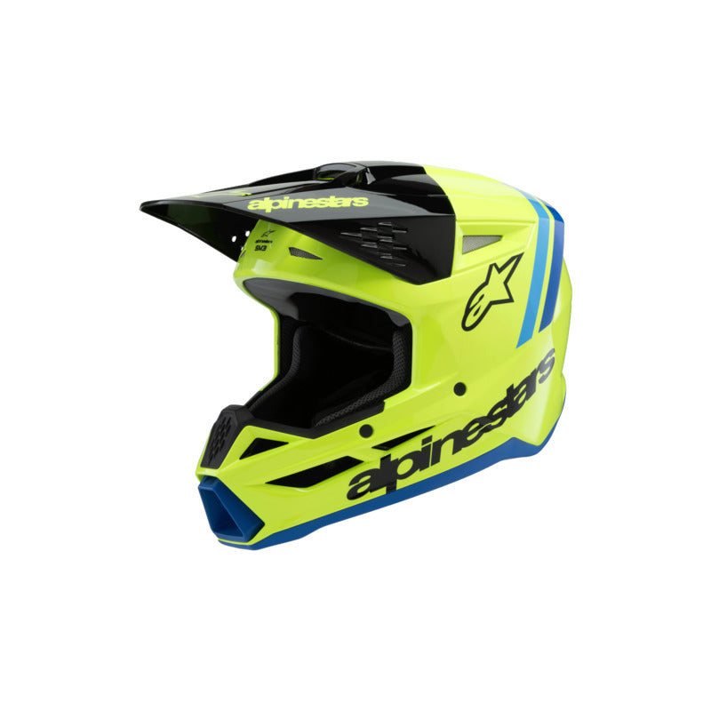 Alpinestars SM3 Radium Youth Helmet - Fluro Yellow/Black/Blue Glossy