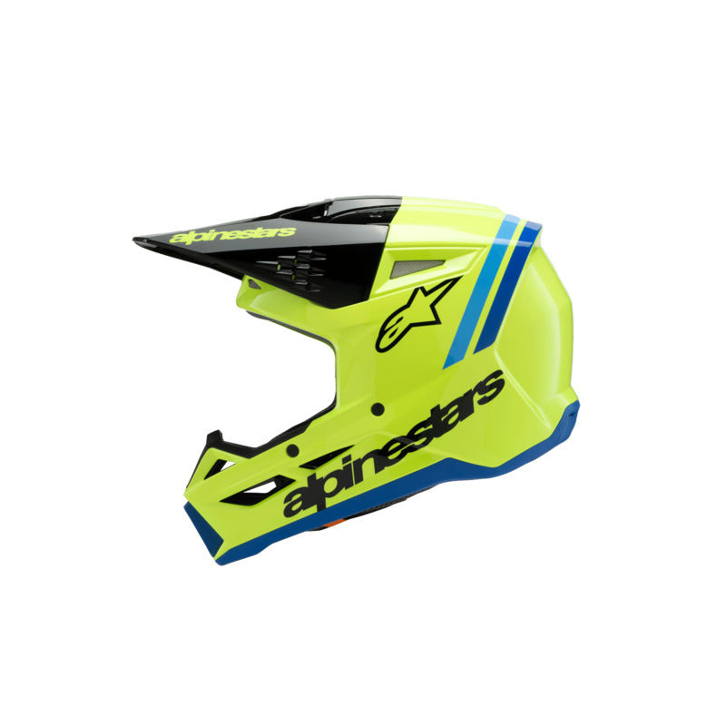 Alpinestars SM3 Radium Youth Helmet - Fluro Yellow/Black/Blue Glossy