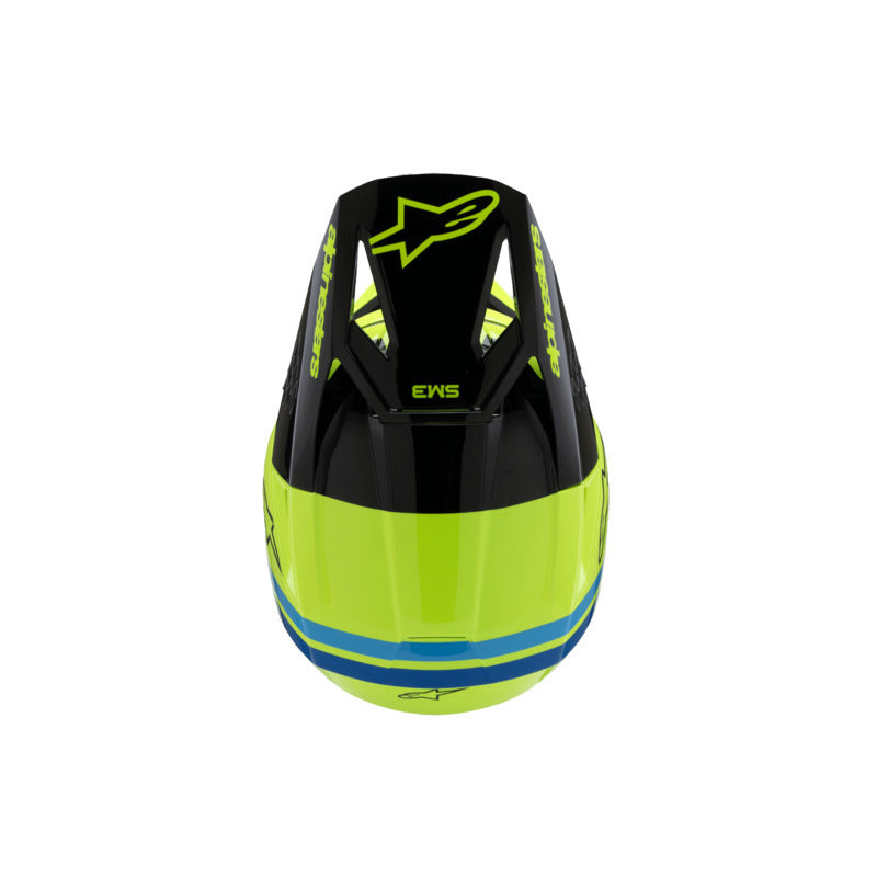 Alpinestars SM3 Radium Youth Helmet - Fluro Yellow/Black/Blue Glossy