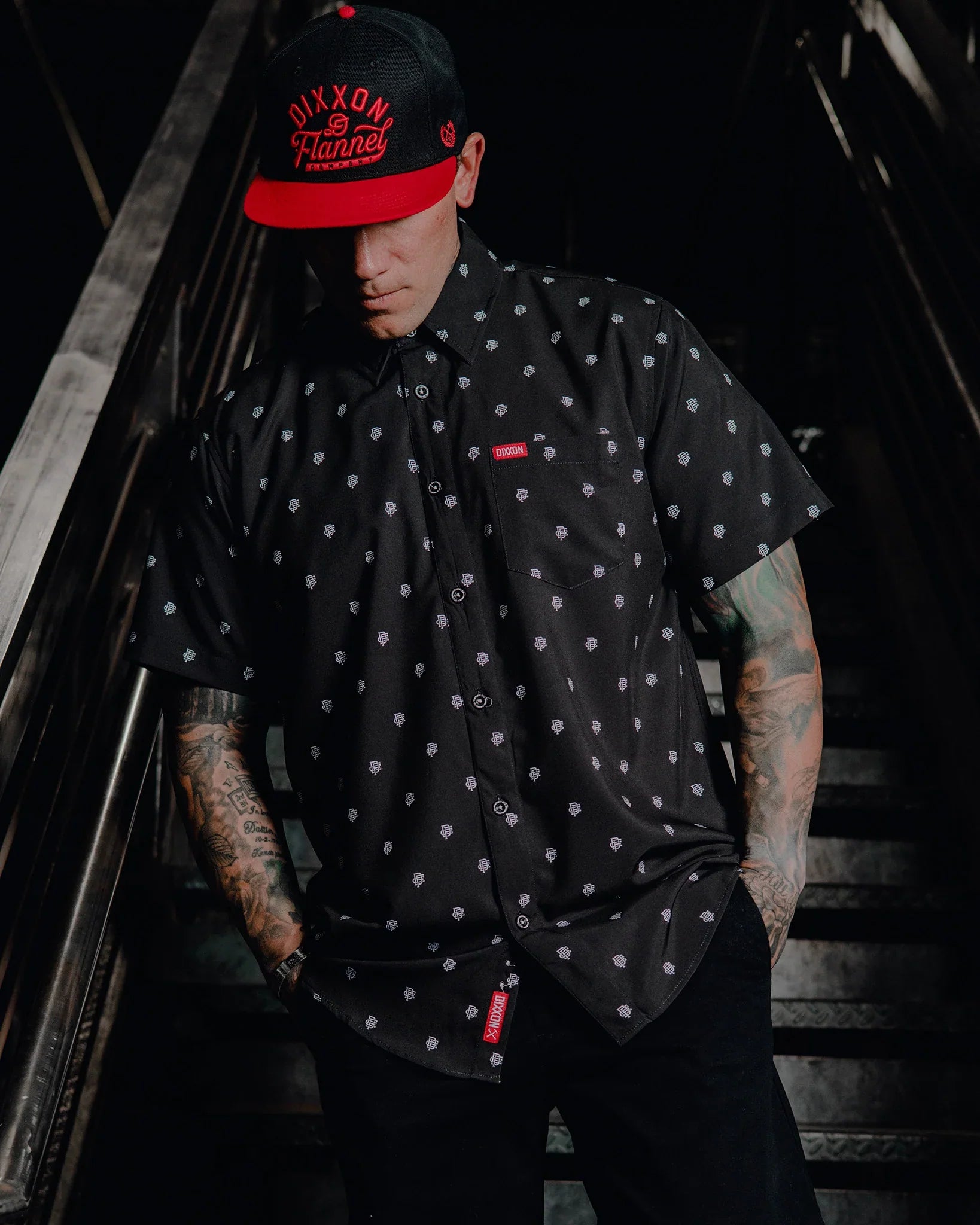 Insignia Short Sleeve Party Shirt - Black/White