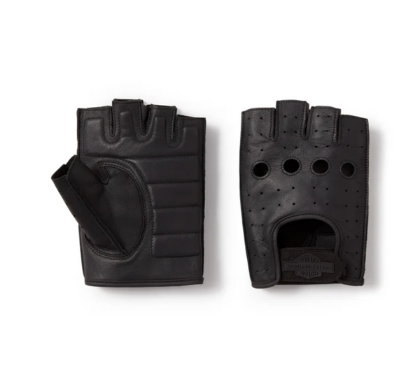 Men's H-D Fingerless Leather Riding Gloves