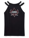 Women's Bling Spades Strappy High Neck Tank - Harley Black
