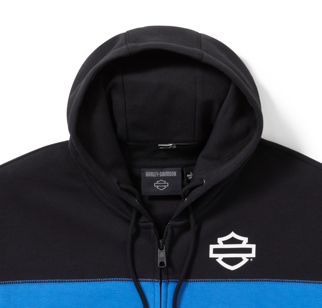 Men's H-D® TECH Gaiter Full Zip - Colorblock - Nebulas Blue & Harley Black