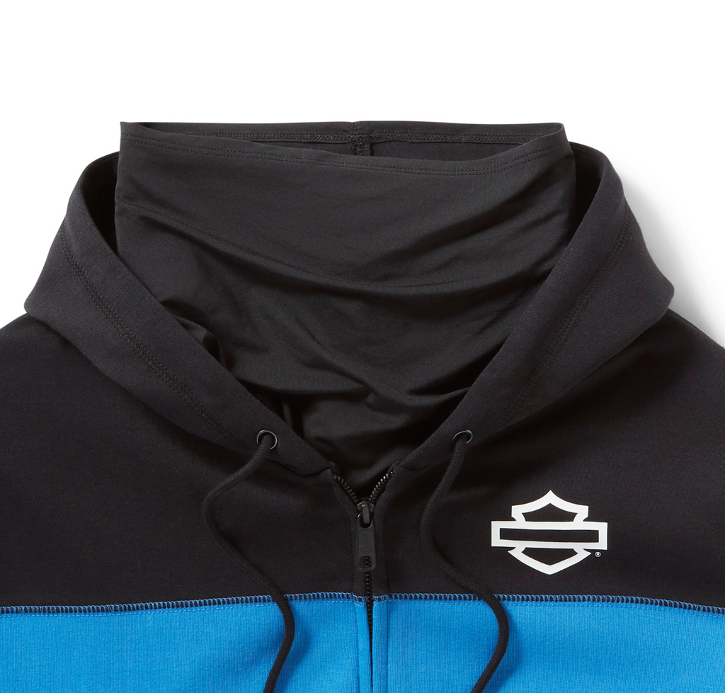 Men's H-D® TECH Gaiter Full Zip - Colorblock - Nebulas Blue & Harley Black
