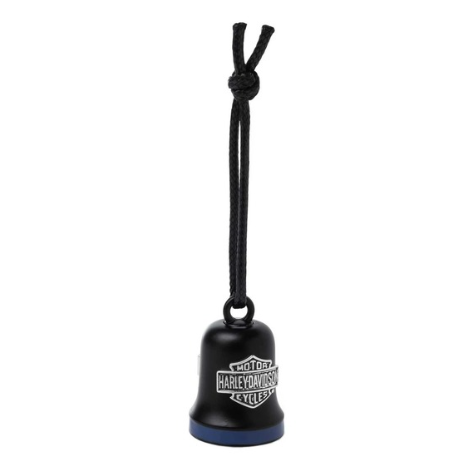 Harley-Davidson® Engraved Bar & Shield Logo Ride Bell With Blue Boarder, Black