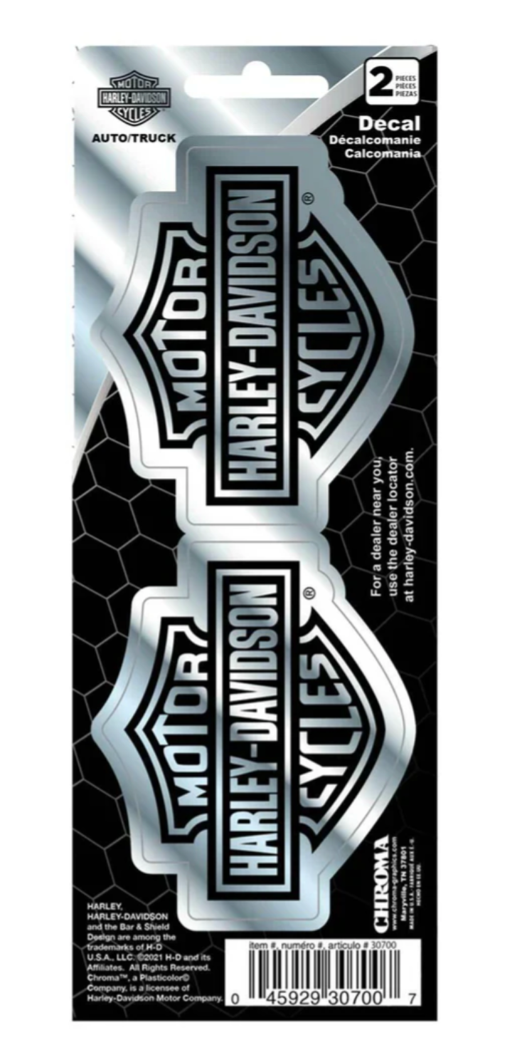 HARLEY-DAVIDSON SMALL 3 X 8 CHROME B&S DECAL