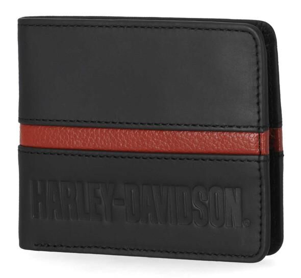 Harley-Davidson Men's H-D Center Block Passcase Bi-Fold Leather Wallet, Black