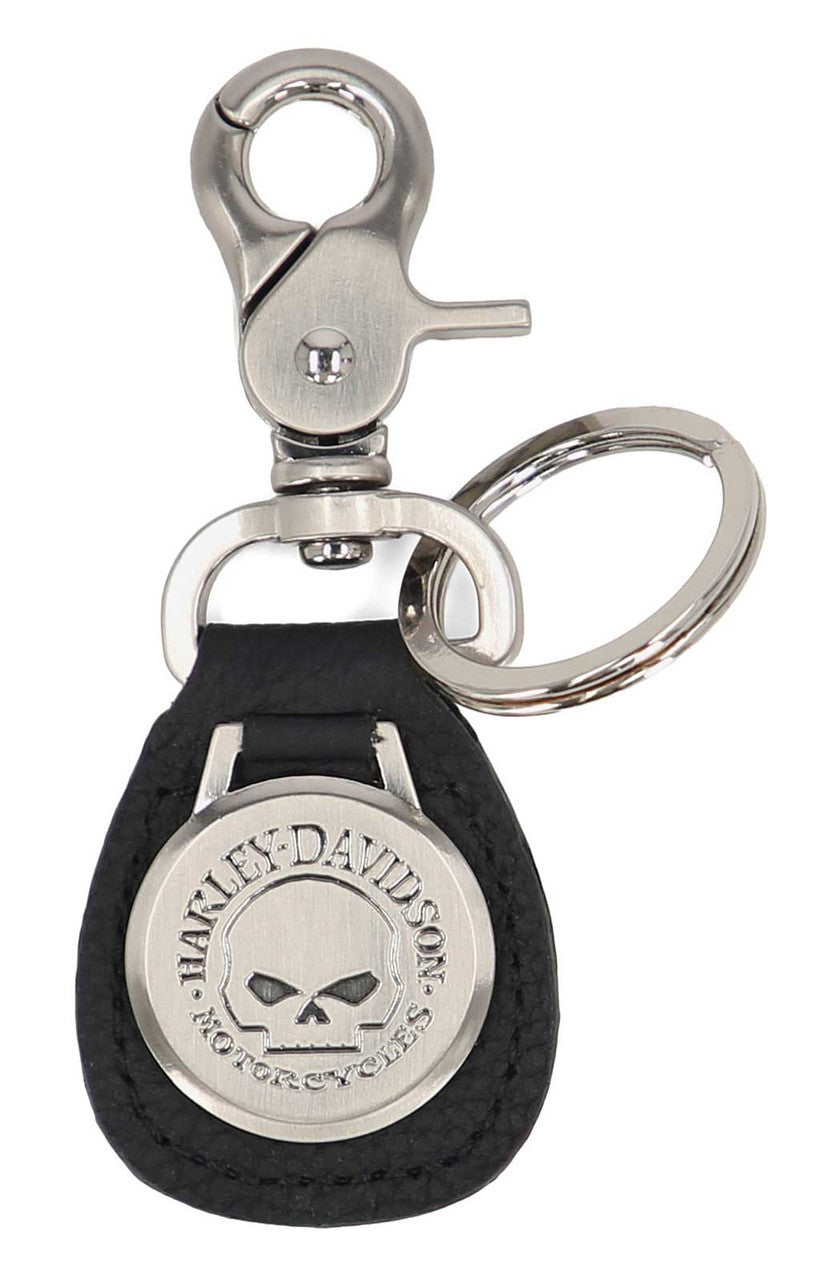 Willie G Skull Medallion Genuine Leather Key Fob