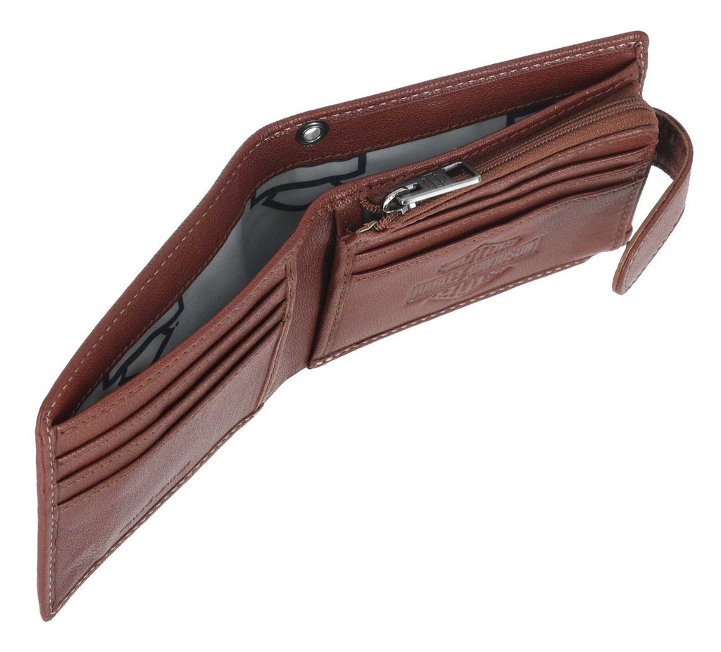 Men's Snap Genuine Leather Billfold Wallet w/ Coin Pocket, Brown