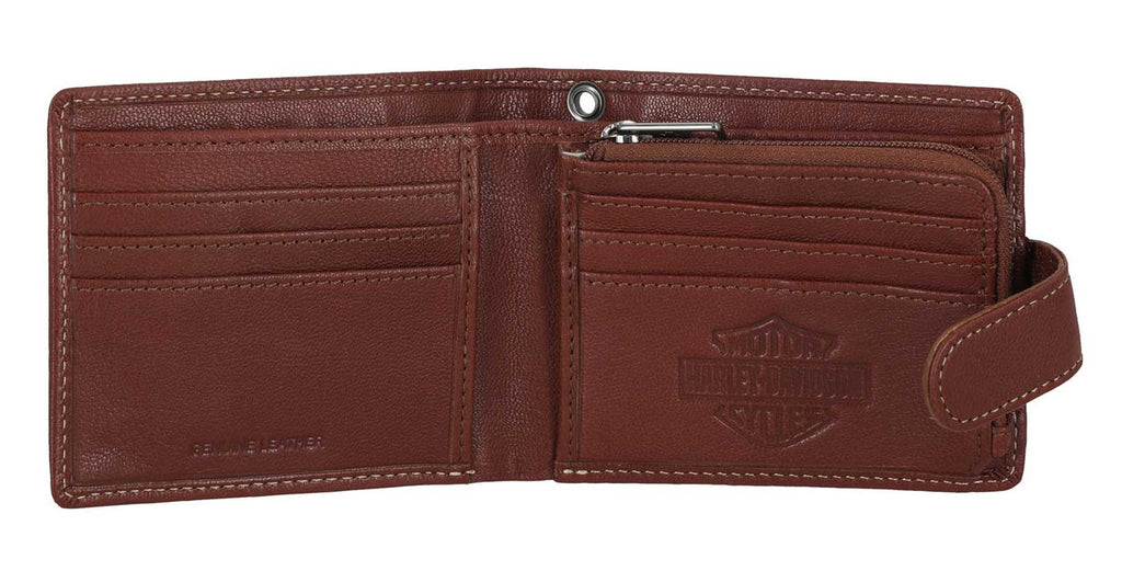 Men's Snap Genuine Leather Billfold Wallet w/ Coin Pocket, Brown