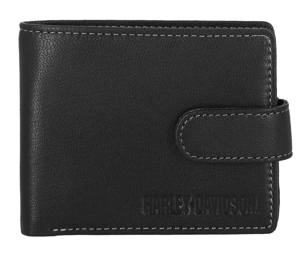 Men's Snap Genuine Leather Billfold Wallet w/ Coin Pocket, Black