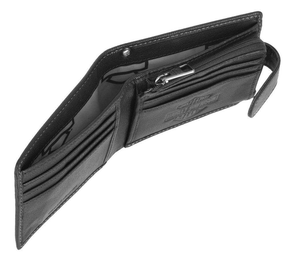 Men's Snap Genuine Leather Billfold Wallet w/ Coin Pocket, Black