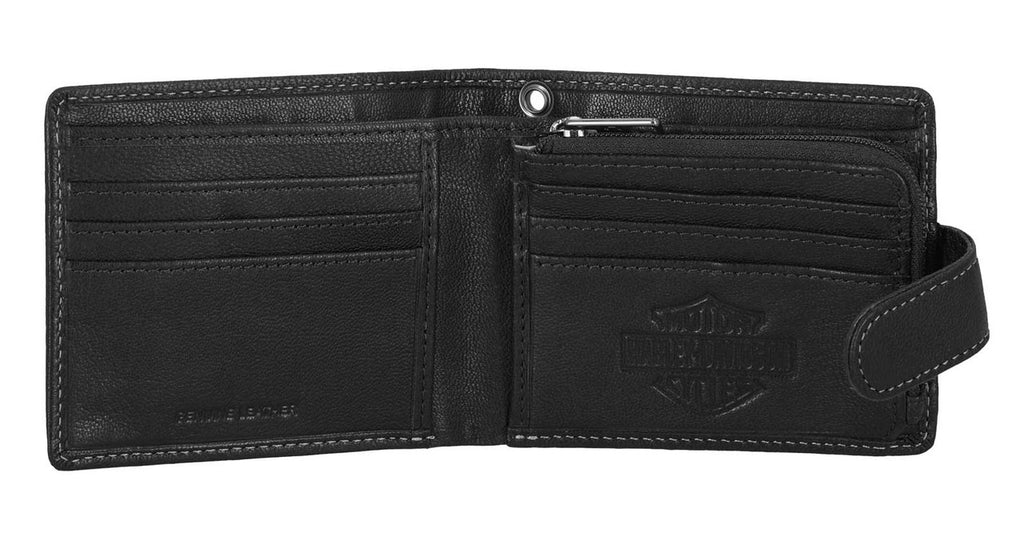 Men's Snap Genuine Leather Billfold Wallet w/ Coin Pocket, Black