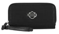 Harley-Davidson® Women's Metal Bar & Shield Croco Zip Around w/ Wristlet - Black