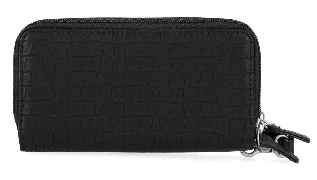 Harley-Davidson® Women's Metal Bar & Shield Croco Zip Around w/ Wristlet - Black