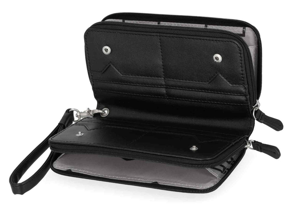 Harley-Davidson® Women's Metal Bar & Shield Croco Zip Around w/ Wristlet - Black