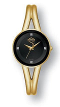 Harley-Davidson Women's Bulova Watch - Gold Tone Stainless Steel, Bar & Shield Collection - 77p100