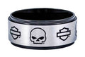 Harley-Davidson® Men's Willie G Skull / Bar & Shield Band Ring, HSR0024
