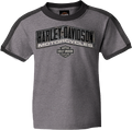 Harley-Davidson Rust Badge Youth Ringer T-Shirt Grey With Store Back Print